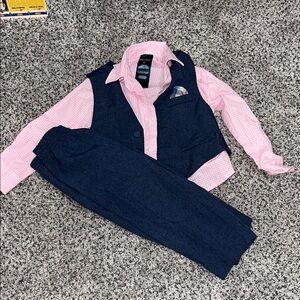 Nautica Pink and Navy Kids Shirt and Vest Set